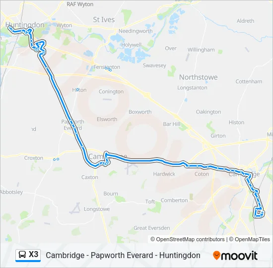 X3 Bus Line Map