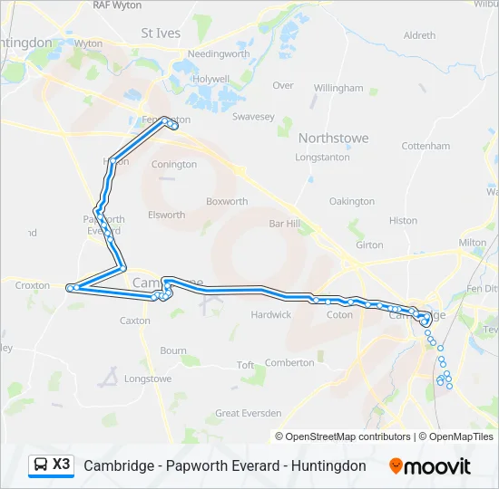 X3 Bus Line Map