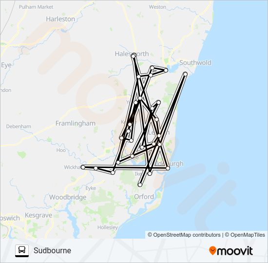 CONNECTING COMMUNITIES SUFFOLK COASTAL EAST bus Line Map