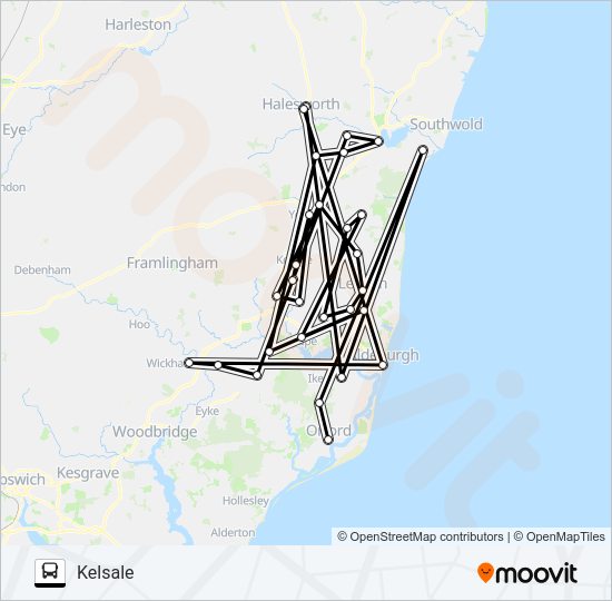 CONNECTING COMMUNITIES SUFFOLK COASTAL EAST bus Line Map