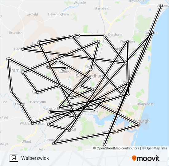 CONNECTING COMMUNITIES SUFFOLK COASTAL EAST & WEST Bus Line Map