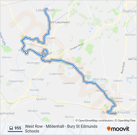 955 Bus Line Map