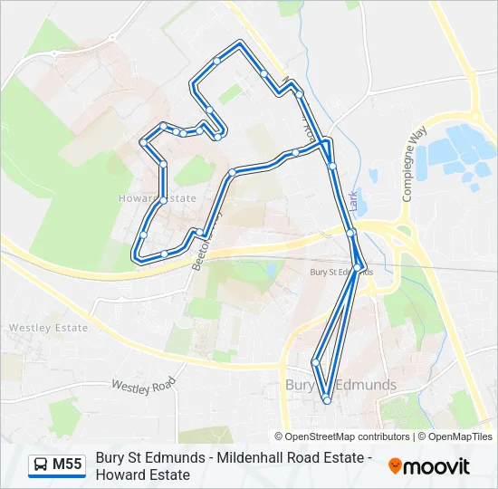 M55 Bus Line Map