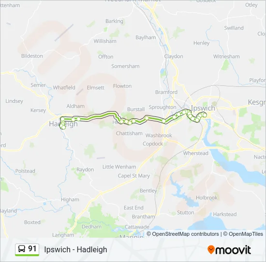 91 Bus Line Map