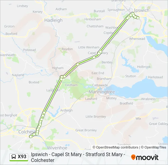X93 Bus Line Map