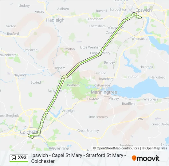 X93 Bus Line Map