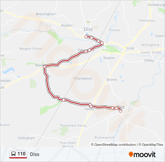 110 Route: Schedules, Stops & Maps - Diss (Updated)