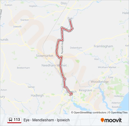 113 Bus Line Map