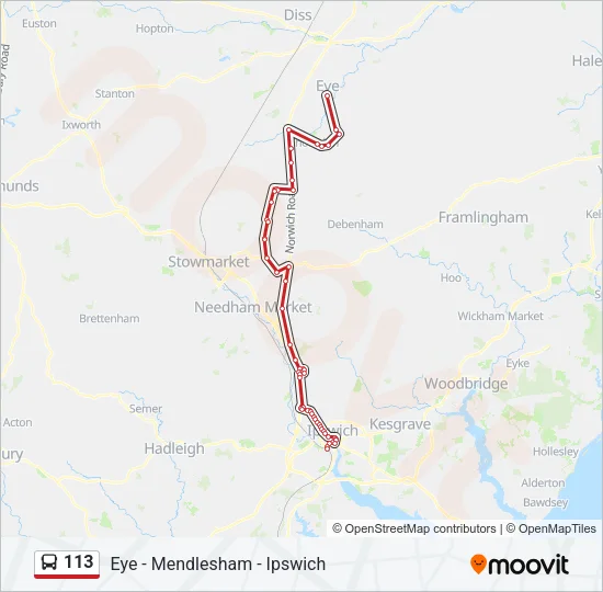113 Bus Line Map