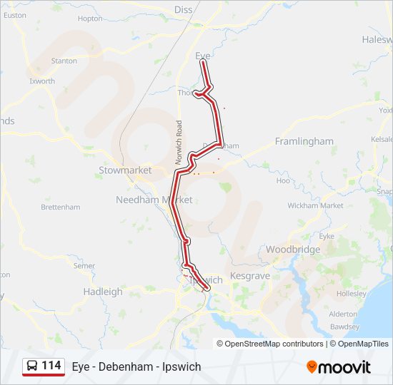 114 Bus Line Map