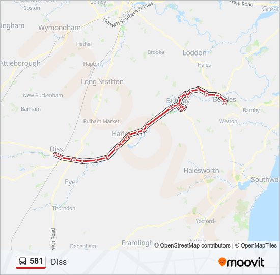 581 Route: Schedules, Stops & Maps - Diss (Updated)