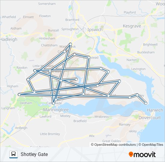 CONNECTING COMMUNITIES BABERGH - SHOTLEY AREA bus Line Map