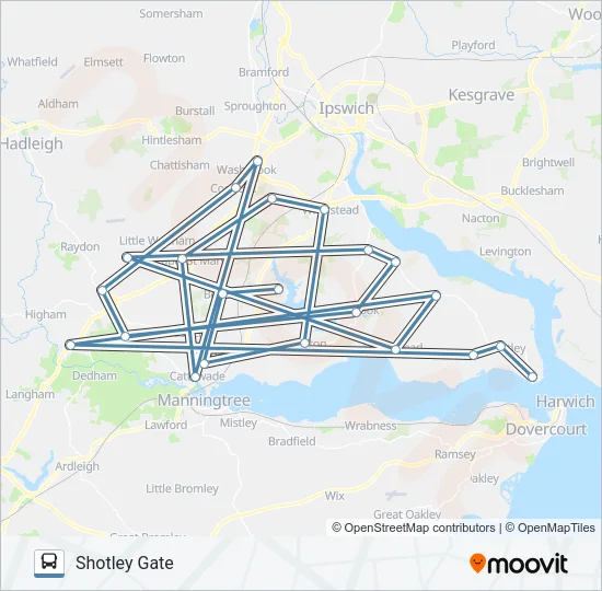 CONNECTING COMMUNITIES BABERGH - SHOTLEY AREA Bus Line Map