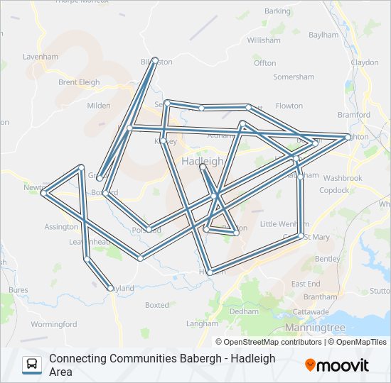 CONNECTING COMMUNITIES BABERGH - HADLEIGH AREA Bus Line Map