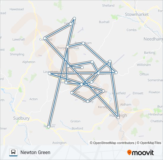 CONNECTING COMMUNITIES BABERGH - LAVENHAM AREA Bus Line Map