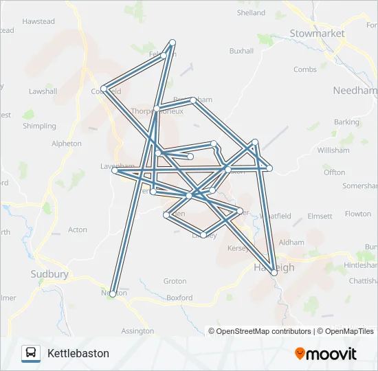 CONNECTING COMMUNITIES BABERGH - LAVENHAM AREA Bus Line Map