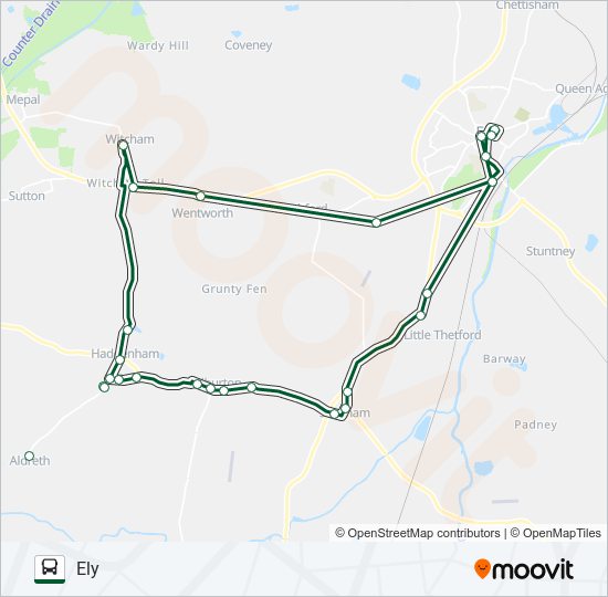 ELY ZIPPER bus Line Map