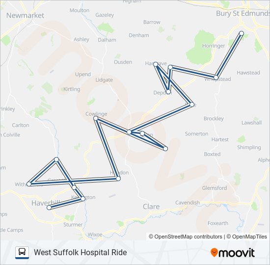WEST SUFFOLK HOSPITAL RIDE bus Line Map