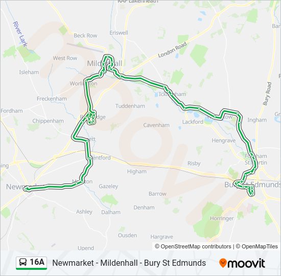 16A Bus Line Map