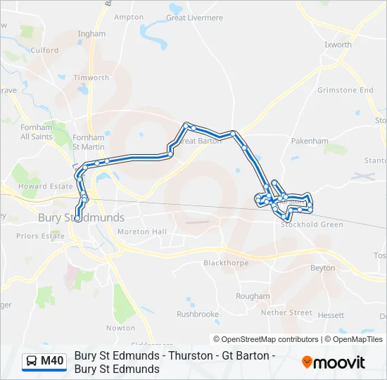M40 Bus Line Map