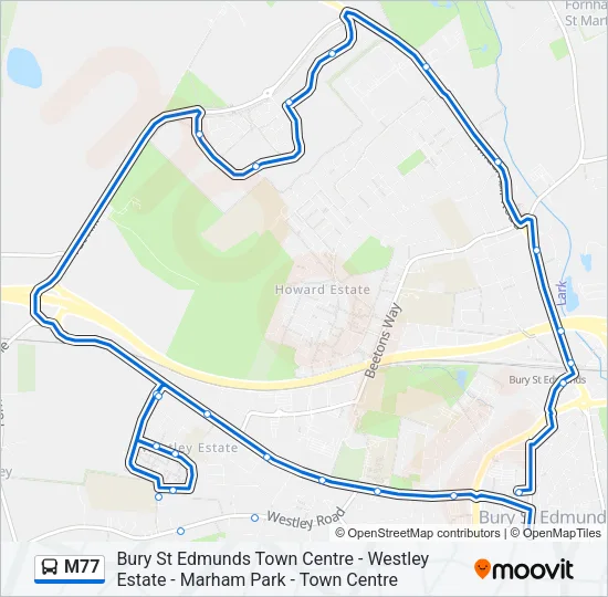 M77 Bus Line Map