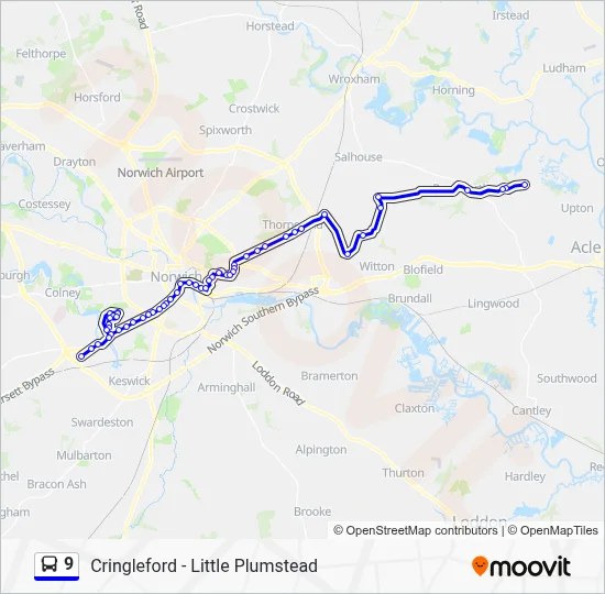 Line 9 Bus 9 Route: Schedules, Stops & Maps - Pilson Green (Updated)
