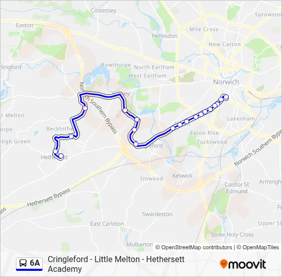 6A Route: Schedules, Stops & Maps - Norwich City Centre (Updated)
