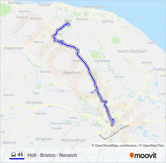 45 Bus Line Map