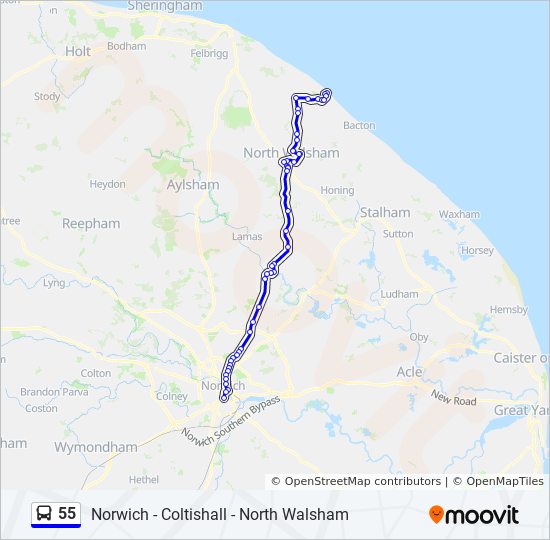 Bus 55 Route Map 55 Route: Schedules, Stops & Maps - Mundesley (Updated)