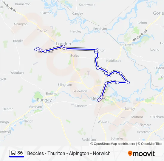 86 Route: Schedules, Stops & Maps - Beccles (Updated)
