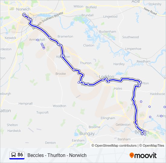 Bus 86 Route Map 86 Route: Schedules, Stops & Maps - Norwich City Centre (Updated)