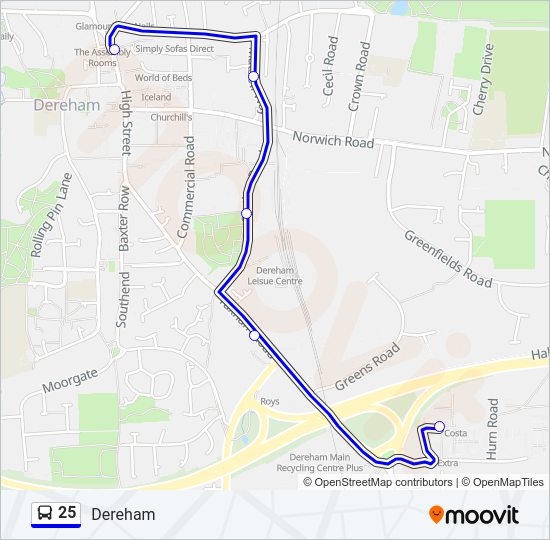 25 bus Line Map