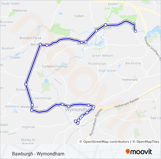 Bus 806 Route Map 806 Route: Schedules, Stops & Maps - Wymondham (Updated)