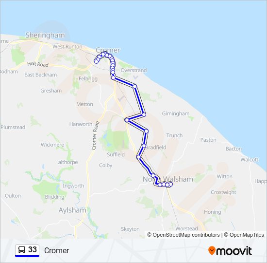 Bus 33 Route Map 33 Route: Schedules, Stops & Maps - Cromer (Updated)