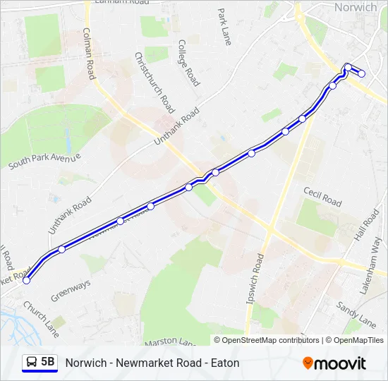 5B Bus Line Map