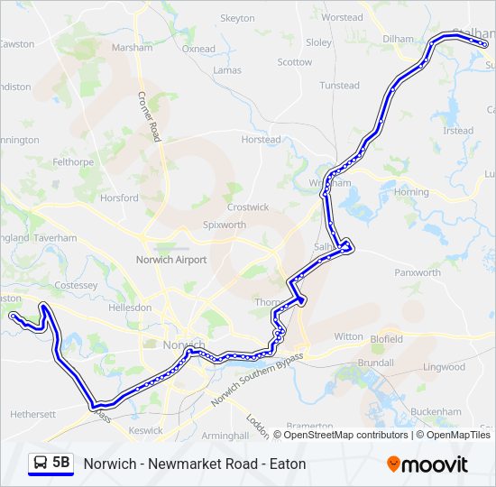 5B Bus Line Map