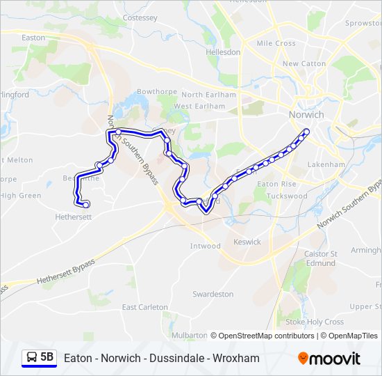 5b Route Schedules, Stops & Maps Hethersett (Village) (Updated)
