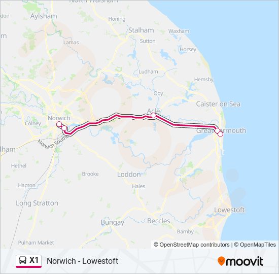 X1 bus Line Map