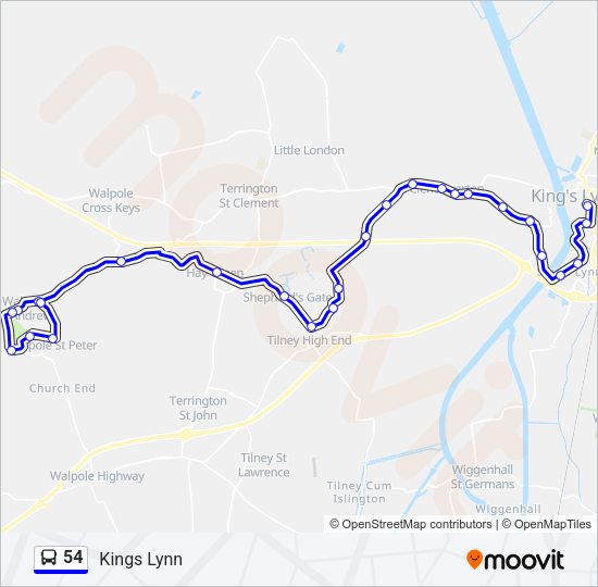 54 Bus Line Map