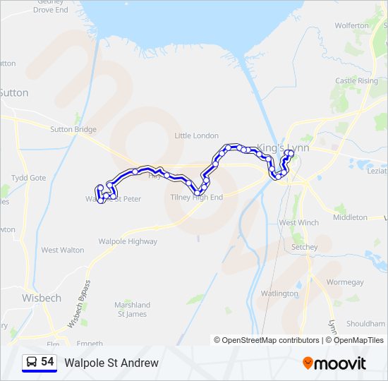 54 bus Line Map