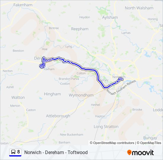 Norwich Bus Routes Map 8 Route: Schedules, Stops & Maps - Norwich (Updated)