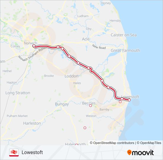 GREATER ANGLIA Train Line Map