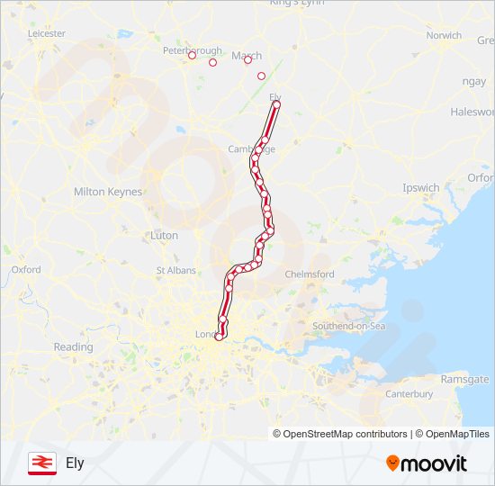 GREATER ANGLIA Train Line Map
