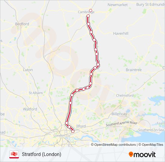 GREATER ANGLIA Train Line Map