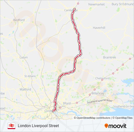 GREATER ANGLIA Train Line Map