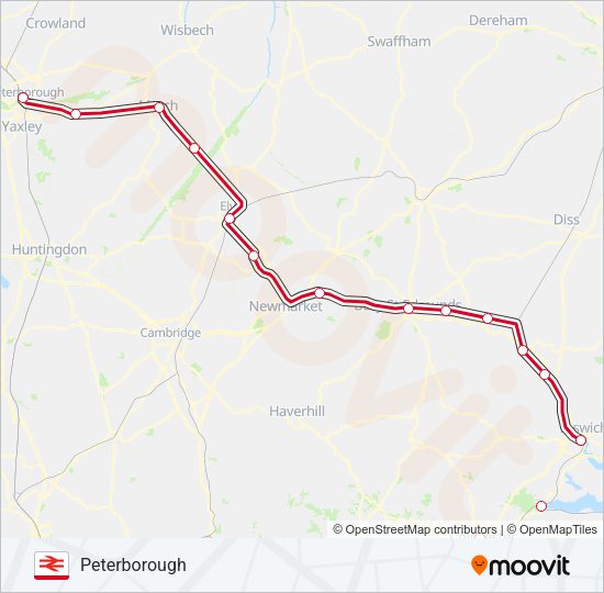GREATER ANGLIA Train Line Map