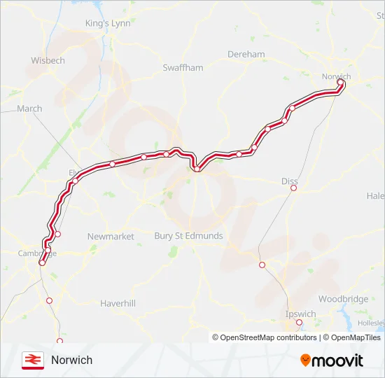 GREATER ANGLIA Train Line Map