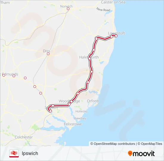 GREATER ANGLIA Train Line Map