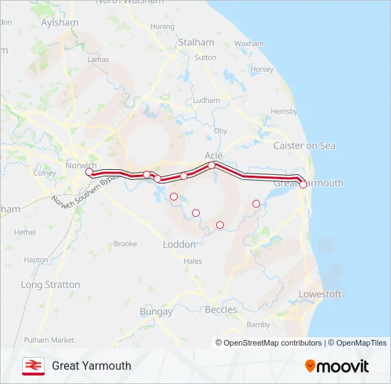 GREATER ANGLIA Train Line Map