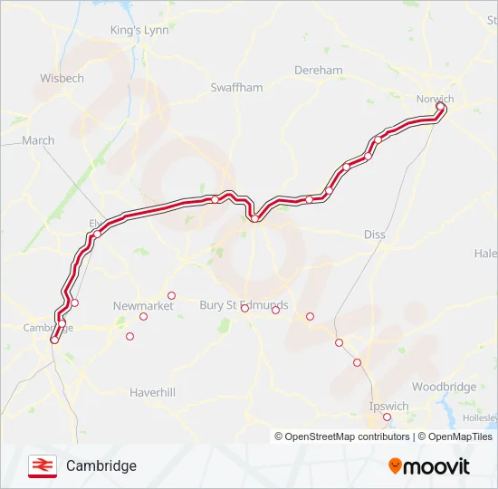 GREATER ANGLIA Train Line Map